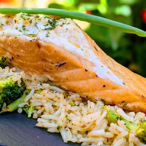 Saumons farçis aux crevettes avec fromage à la crème & persil